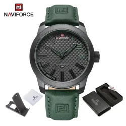 NAVIFORCE - military sports watch - Quartz - waterproof - leather strap - greenWatches