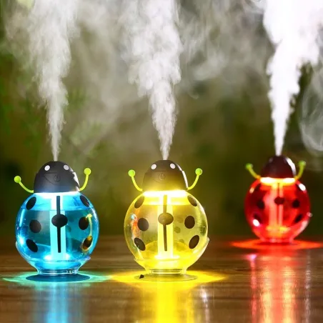 Ultraschall-Luftbefeuchter – Diffusor für ätherische Öle – Marienkäferform – USB – LED – 260 ml