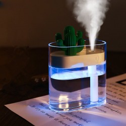 Transparenter Ultraschall-Luftbefeuchter – Diffusor für ätherische Öle – Kaktus – LED – USB – 160 ml
