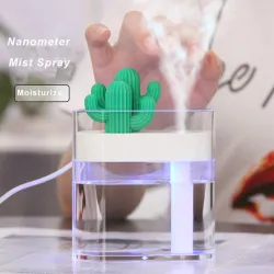 Transparenter Ultraschall-Luftbefeuchter – Diffusor für ätherische Öle – Kaktus – LED – USB – 160 ml