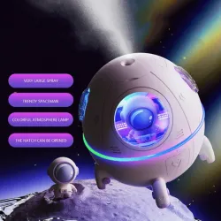 Ultraschall-Luftbefeuchter – Diffusor für ätherische Öle – Raumschiff/Astronaut – LED – USB – 220 ml