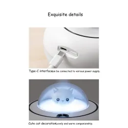 Ultrasonic air humidifier - essential oils diffuser - cat head - LED - USB - 300mlHumidifiers