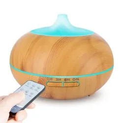 Ultraschall-Luftbefeuchter - Diffusor für ätherische Öle - LED - Fernbedienung - Holzmaserung - 500 ml
