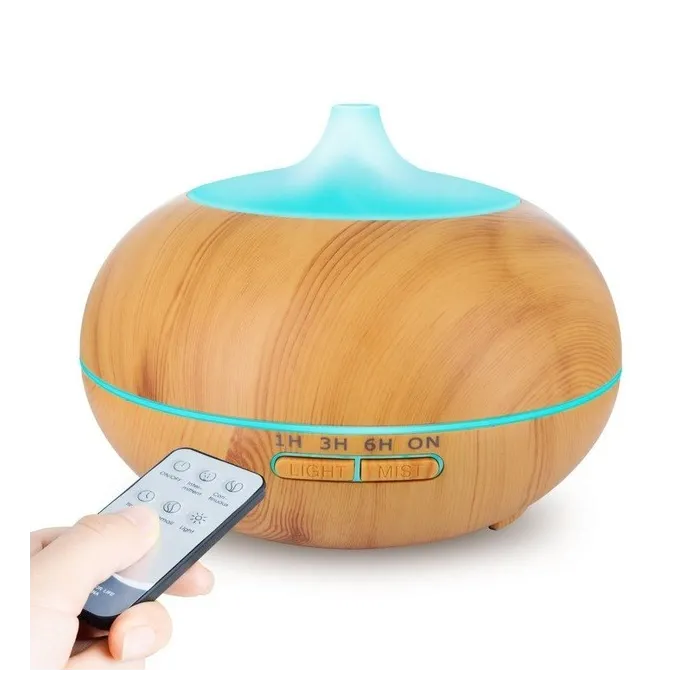 Ultrasonic air humidifier - essential oils diffuser - LED - remote control - wood grain - 500 mlHumidifiers