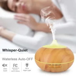 Ultrasonic air humidifier - essential oils diffuser - LED - remote control - wood grain - 500 mlHumidifiers