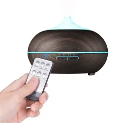 Ultrasonic air humidifier - essential oils diffuser - LED - remote control - wood grain - 500 mlHumidifiers