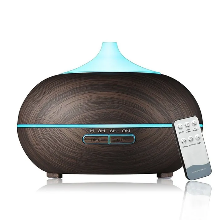 Ultrasonic air humidifier - essential oils diffuser - LED - remote control - wood grain - 500 mlHumidifiers