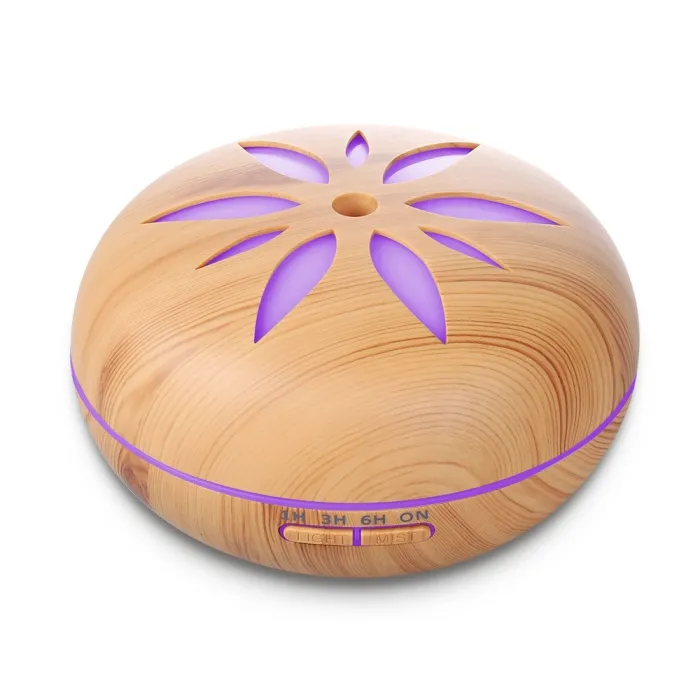 Ultrasonic air humidifier - essential oils diffuser - wood grain - LED - 500 mlHumidifiers