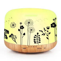 Ultraschall-Luftbefeuchter – Diffusor für ätherische Öle – weiße Holzmaserung – LED – EU-Stecker – 500 ml