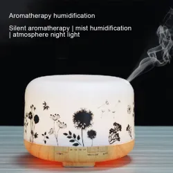 Ultrasonic air humidifier - essential oils diffuser - white wood grain - LED - EU plug - 500 mlHumidifiers