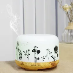 Ultrasonic air humidifier - essential oils diffuser - white wood grain - LED - EU plug - 500 mlHumidifiers