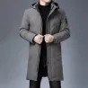 Lange Winterjacke mit Kapuze - Reißverschluss - Knöpfe