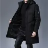 Lange Winterjacke mit Kapuze - Reißverschluss - Knöpfe