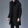 Lange Winterjacke mit Kapuze - Reißverschluss - Knöpfe