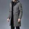 Lange Winterjacke mit Kapuze - Reißverschluss - Knöpfe