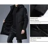 Lange Winterjacke mit Kapuze - Reißverschluss - Knöpfe