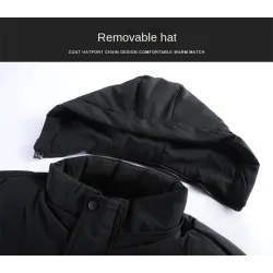 Lange Winterjacke mit Kapuze - Reißverschluss - Knöpfe