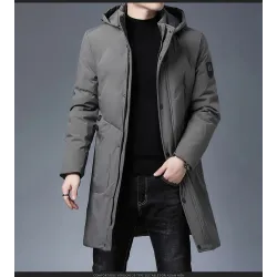 Long winter hooded jacket - zipper - buttonsJackets