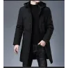 Lange Winterjacke mit Kapuze - Reißverschluss - Knöpfe