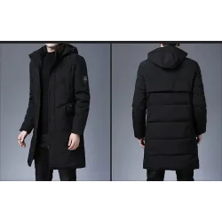 Long winter hooded jacket - zipper - buttonsJackets