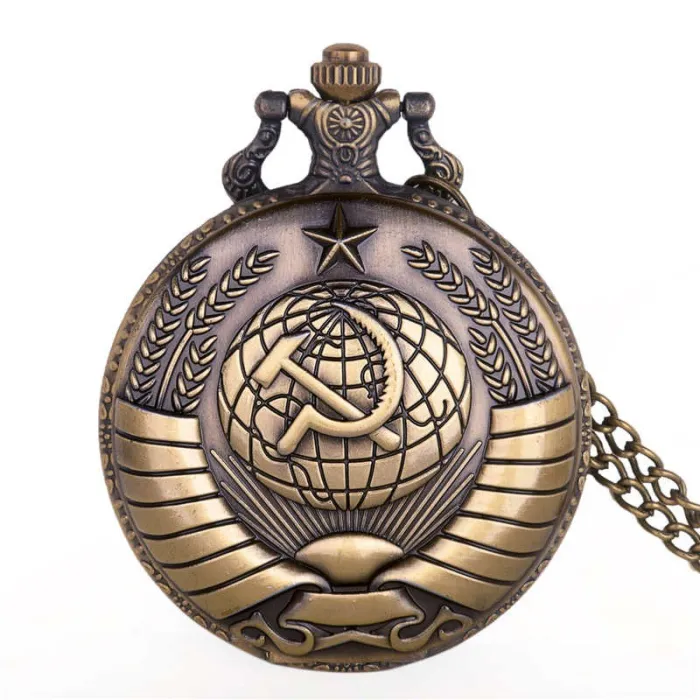 Vintage Quarz-Taschenuhr im russischen Stil mit Kette