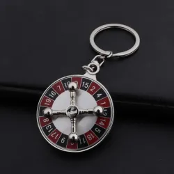 Spinning Russian roulette - rotatable round keychainKeyrings