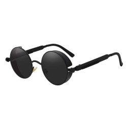 Runde Sonnenbrille aus Metall - Steampunk / Gothic-Stil - UV400 - Unisex