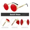 Runde Sonnenbrille aus Metall - Steampunk / Gothic-Stil - UV400 - Unisex