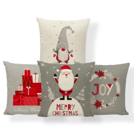 Dekorativer Weihnachtskissenbezug - Weiß / Silberdruck - 45 * 45 cm