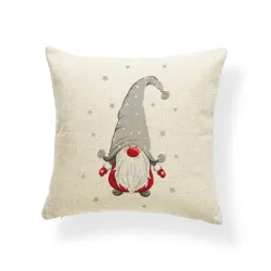 Dekorativer Weihnachtskissenbezug - Weiß / Silberdruck - 45 * 45 cm