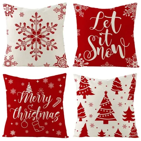 Decorative Christmas cushion cover - red with print - 45 * 45 cmCushion covers