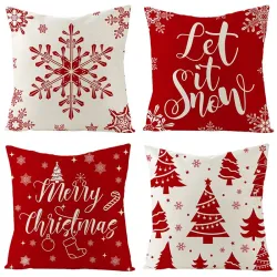 Dekorativer Weihnachtskissenbezug - rot mit Aufdruck - 50 * 50 cm