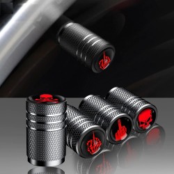 Motorcycle / bicycle tire air valves - aluminum caps - middle finger / skull - 4 piecesValve caps