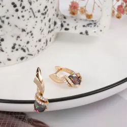 Luxuriöse Roségold-Ohrringe - bunte Zirkone / Kristalle