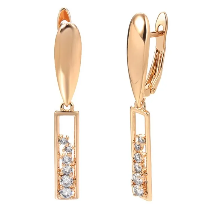 Elegante lange Ohrringe - Roségold / Kristalle