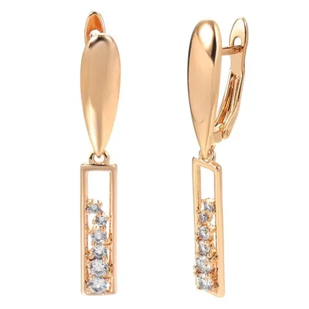 Elegante lange Ohrringe - Roségold / Kristalle