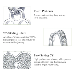 Asymmetrische Silberohrringe - Herz / Schlüssel - mit Kristallen - 925er Sterlingsilber