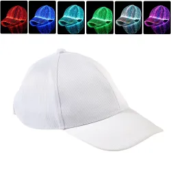 Baseballkappe - Glasfaser - LED - USB - weiß