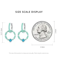Turquoise double ring earrings - 925 sterling silverEarrings