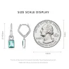 Unregelmäßige lange Ohrringe - quadratischer grüner Zirkon - 925er Sterlingsilber