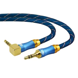 35-mm-Klinken-AUX-Audiokabel – Stecker auf Stecker – 90 Grad – rechter Winkel