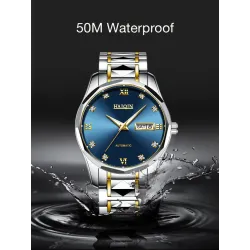 HAIQIN - mechanical automatic watch - stainless steel - silver / whiteWatches