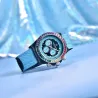 PAGANI DESIGN - mechanische Sportuhr - Chronograph - Regenbogenlünette - Lederarmband - blau