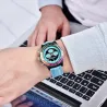 PAGANI DESIGN - mechanische Sportuhr - Chronograph - Regenbogenlünette - Lederarmband - blau