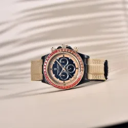 PAGANI DESIGN - Mechanische Sportuhr - Chronograph - Regenbogenlünette - Lederarmband - Gold