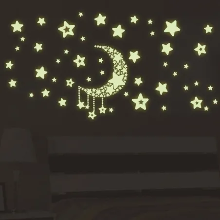 Luminous stars / moon - decorative wall / ceiling stickersWall stickers