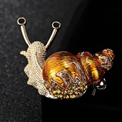 Emaille / Kristallschnecke - Brosche