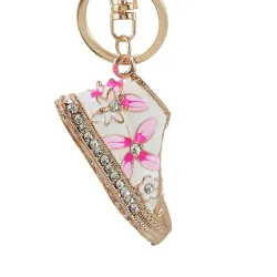 Blumiger Mini-Kristallschuh - Schlüsselanhänger