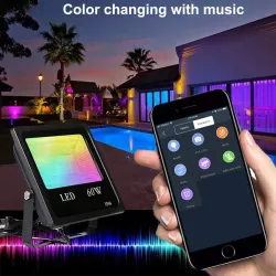 60W - Bluetooth - RGB - LED-Flutlicht - Außenreflektor mit Musik