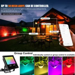 60W - Bluetooth - RGB - LED-Flutlicht - Außenreflektor mit Musik